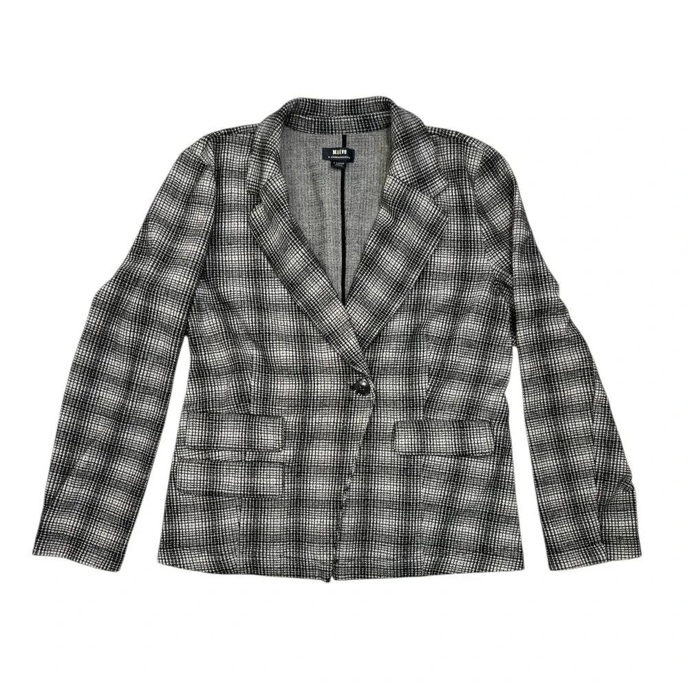 Maeve | Women's‎ Black White Motif Plaid Blazer Size XL Layering Workwear Staple